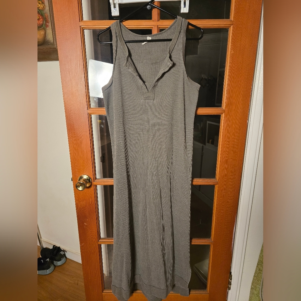 Daily Practice Elegant Gray Sleeveless Dress Medium